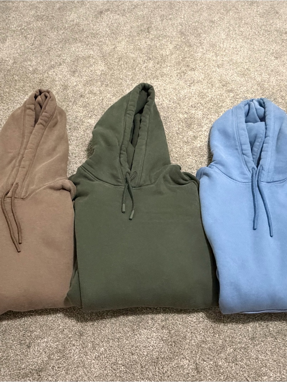 DSG Hooded Pullover Sweatshirts in Olive, Brown & Light Blue